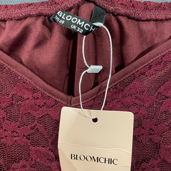 BloomChic Deep Red Lace Maxi Dress - Picture 4 of 7